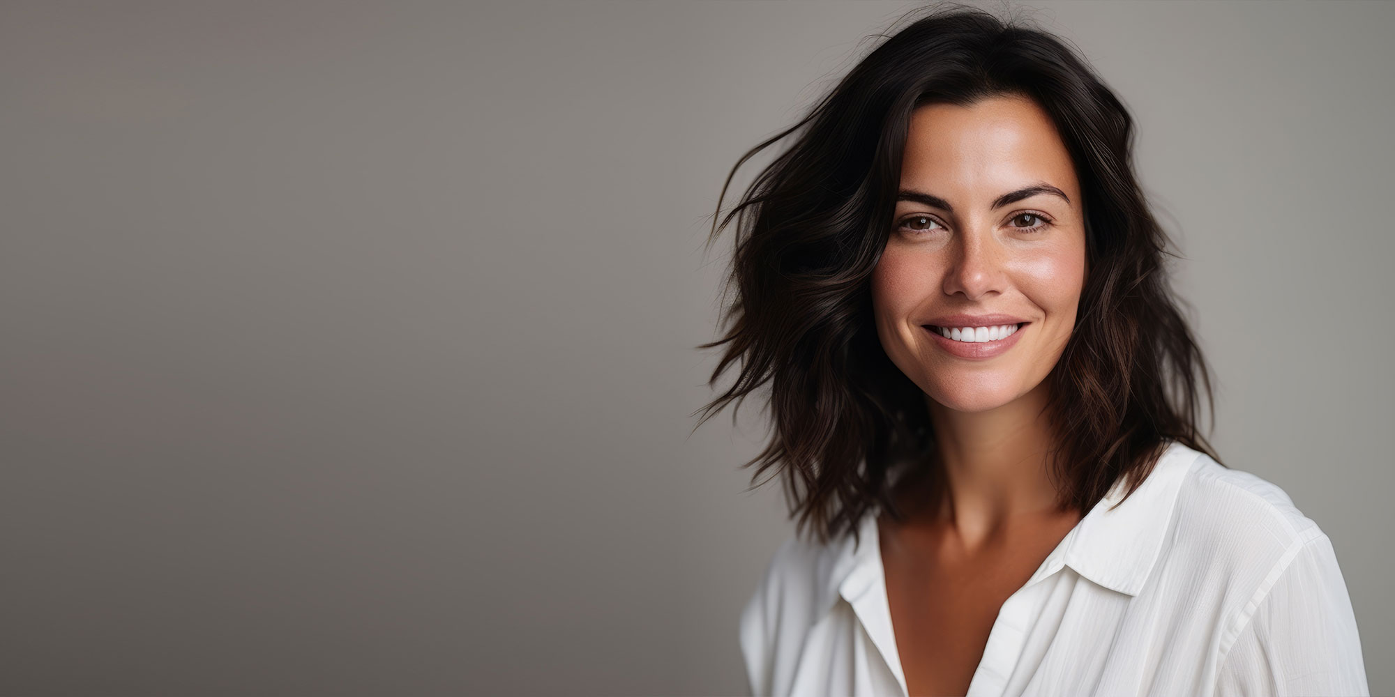 Portrait of a beautiful young woman smiling and looking at the camera