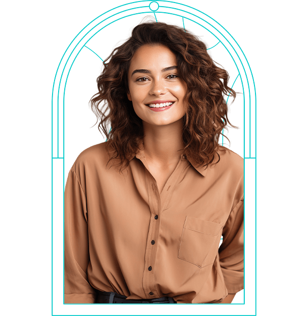 isolated png portrait of natural beautiful smiling young woman in casual style