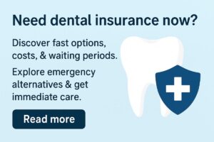 A person is frantically searching on their laptop with the search term "I need dental insurance now" in the search bar. No text on the image.